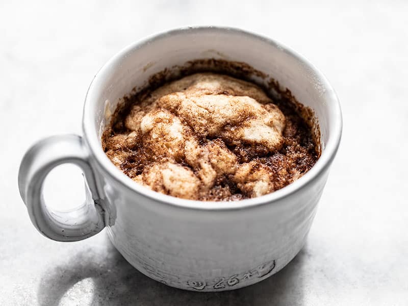 Cooked Cinnamon Nut Swirl Mug Cake, no icing.