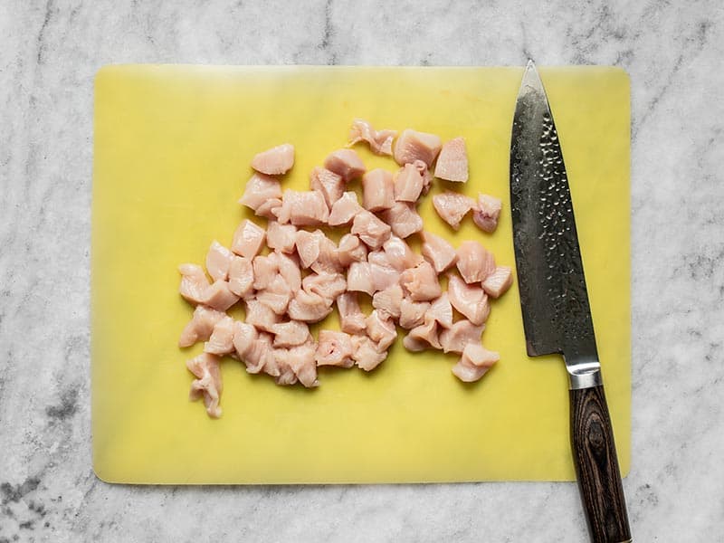 Cubed chicken breast