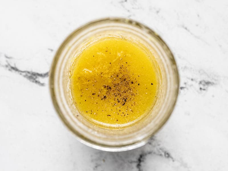 Lemon Garlic Dressing in a mason jar