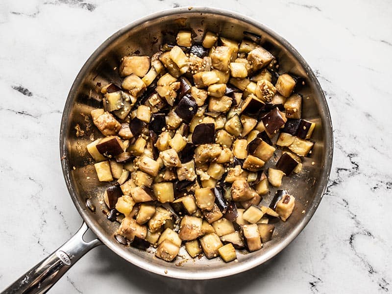 Sautéed Eggplant in the skillet