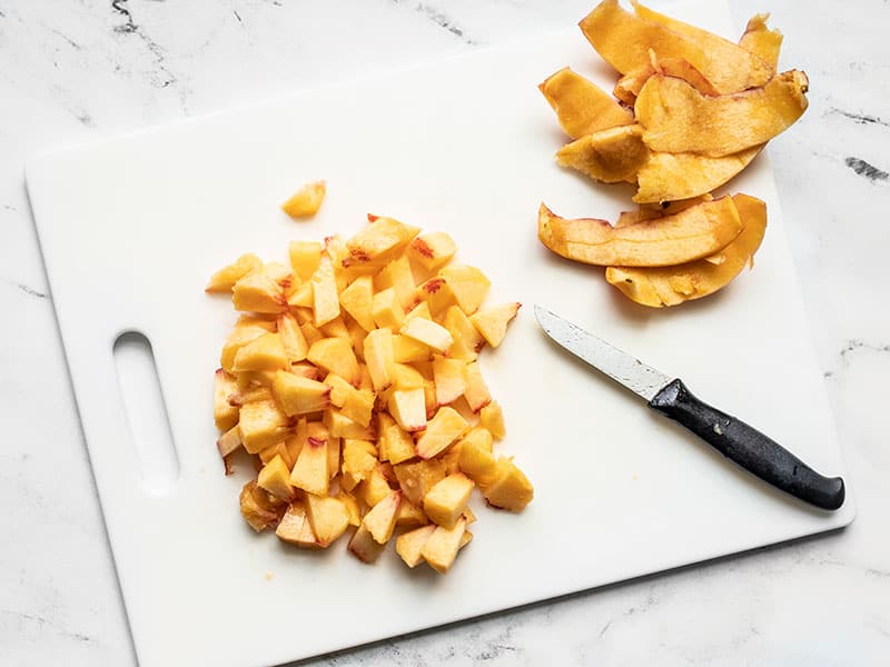 Peeled and diced fresh peaches