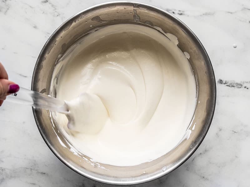 Final whipped ice cream mixture in the bowl