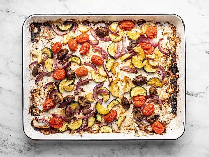 Roasted vegetables on the sheet pan