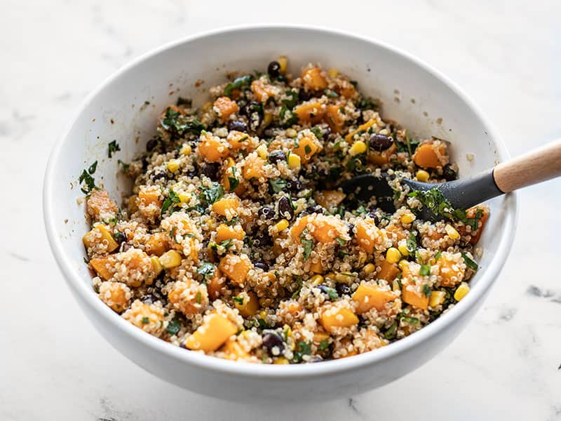 Finished Chipotle Butternut Squash and Quinoa Salad in the bowl