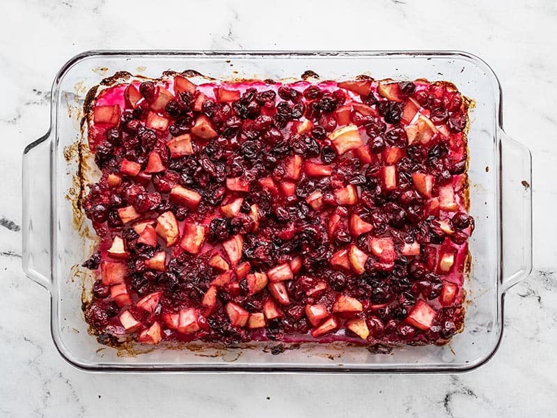 Roasted Apples and Cranberries in baking dish