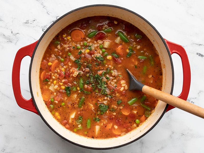 Season finished vegetable barley soup