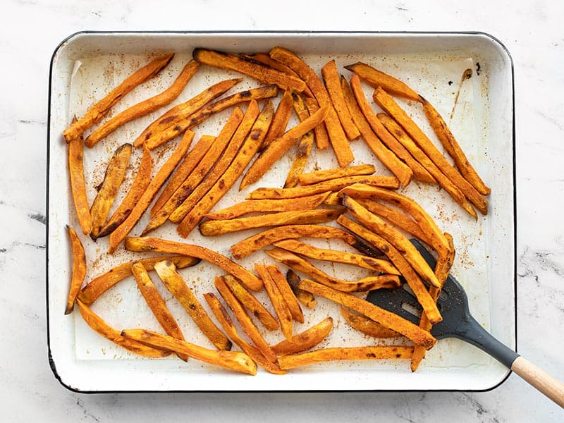 Finished seasoned sweet potato fries