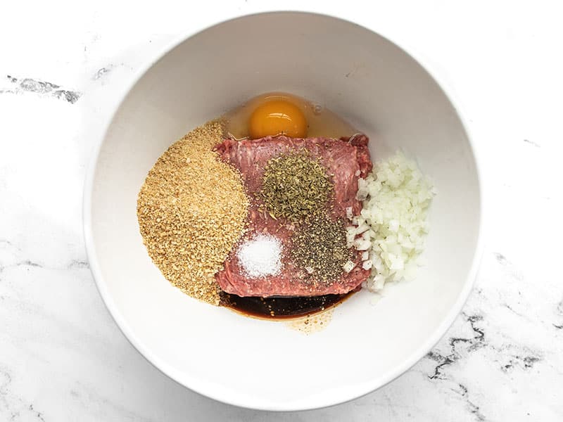 Salisbury Steak ingredients in a bowl