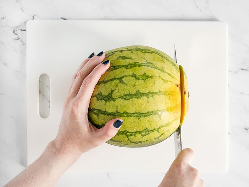 cut off end of watermelon