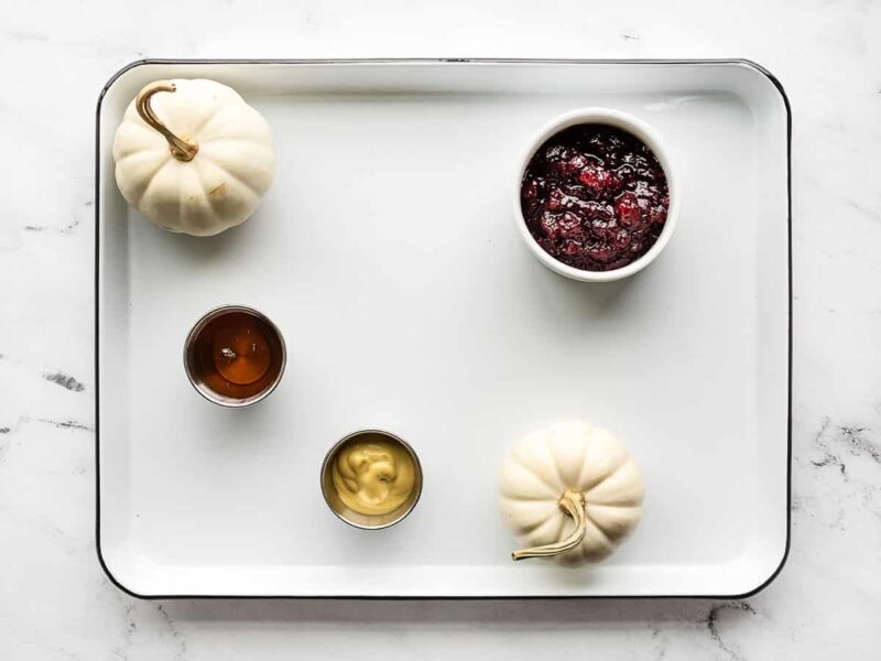 pumpkins and sauces on the grazing board