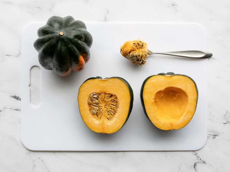 Seeds scooped from acorn squash