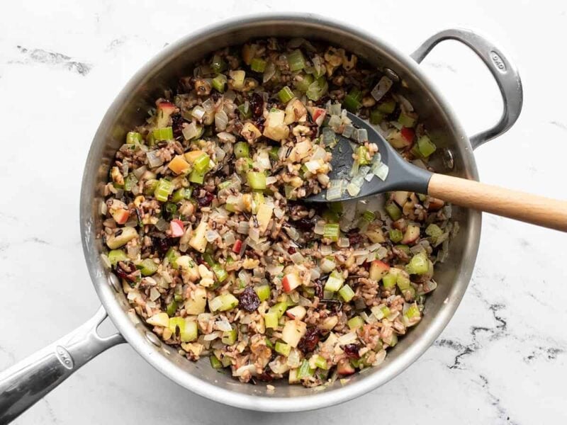 finished stuffing in the skillet