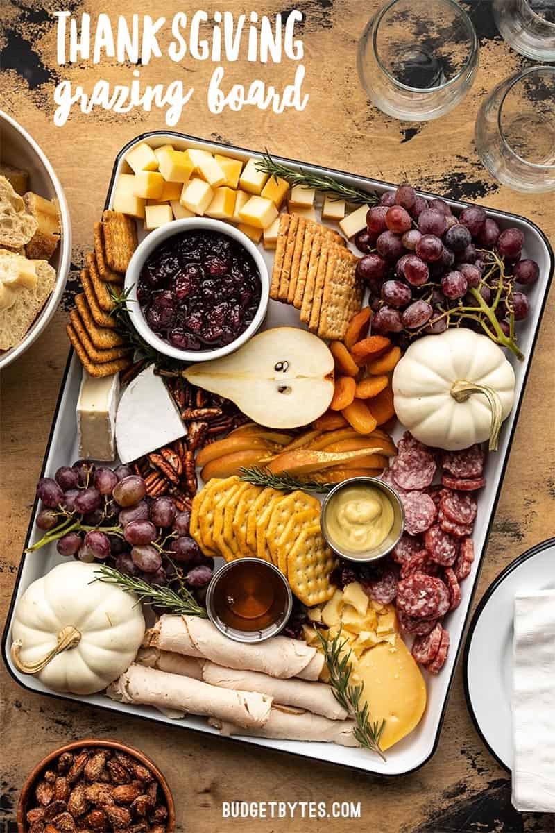 Overhead view of a thanksgiving grazing board