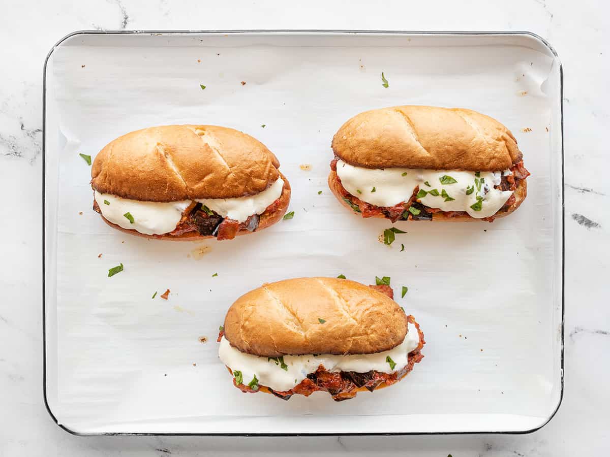 Eggplant sandwiches ready to serve