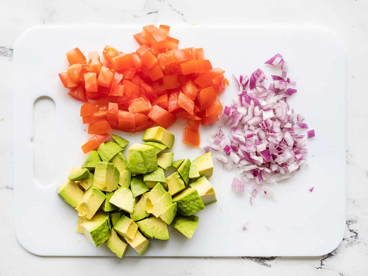 Diced tomato, avocado, and onion