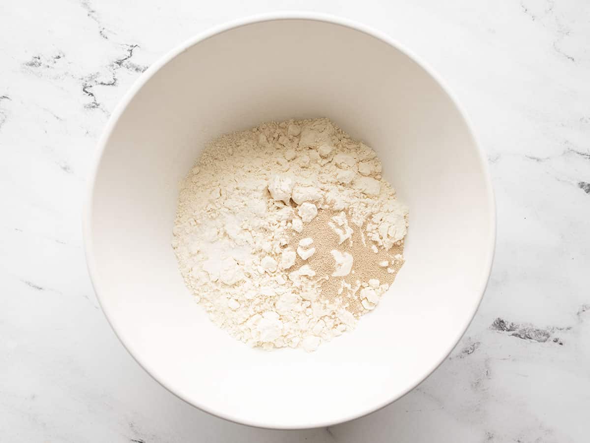 Dry ingredients for sandwich rounds in a bowl