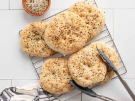 EBTB Sandwich Rounds on a cooling rack with tongs