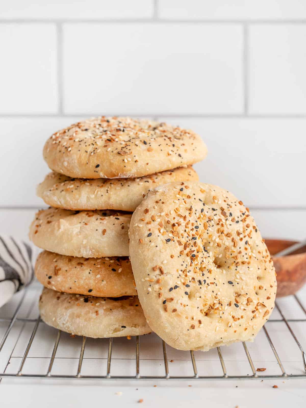 A stack of EBTB sandwich rounds on a cooling rack