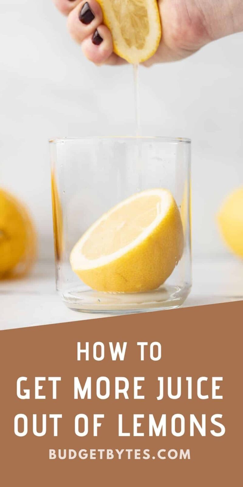 a hand squeezing a lemon into a glass, title text at the bottom