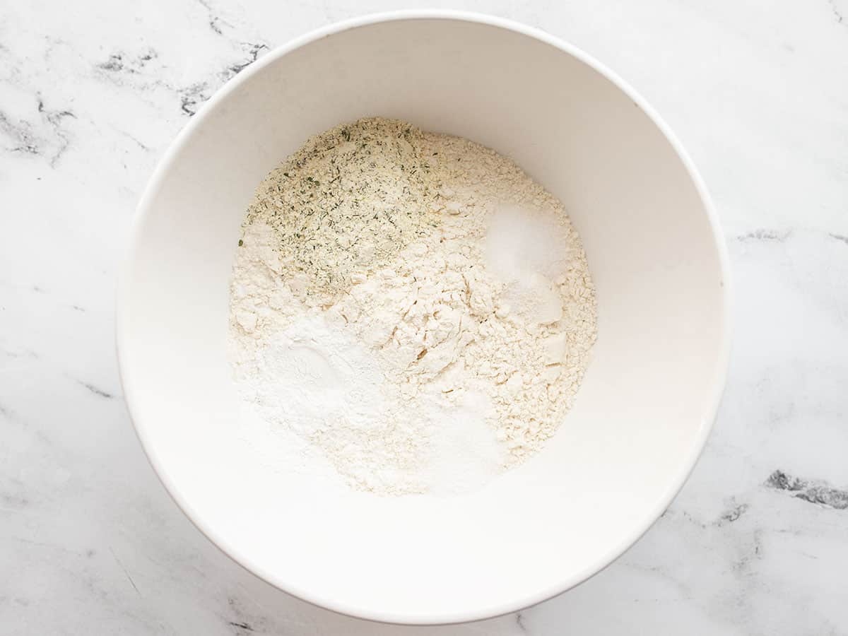 drop biscuit dry ingredients in a bowl