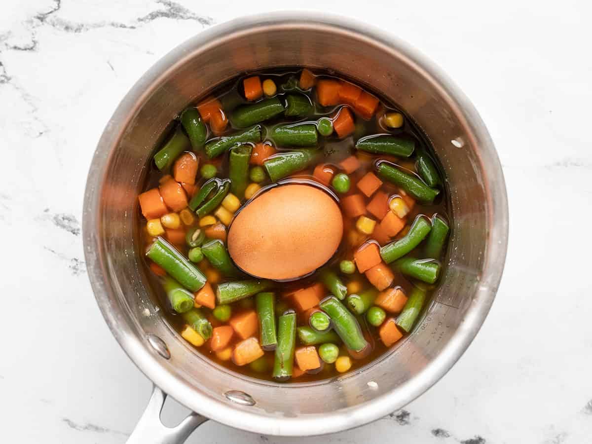 Egg added to the pot