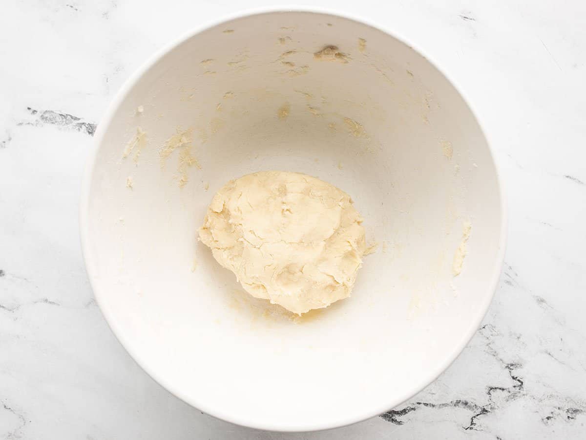 Finished quiche dough after flour is added.