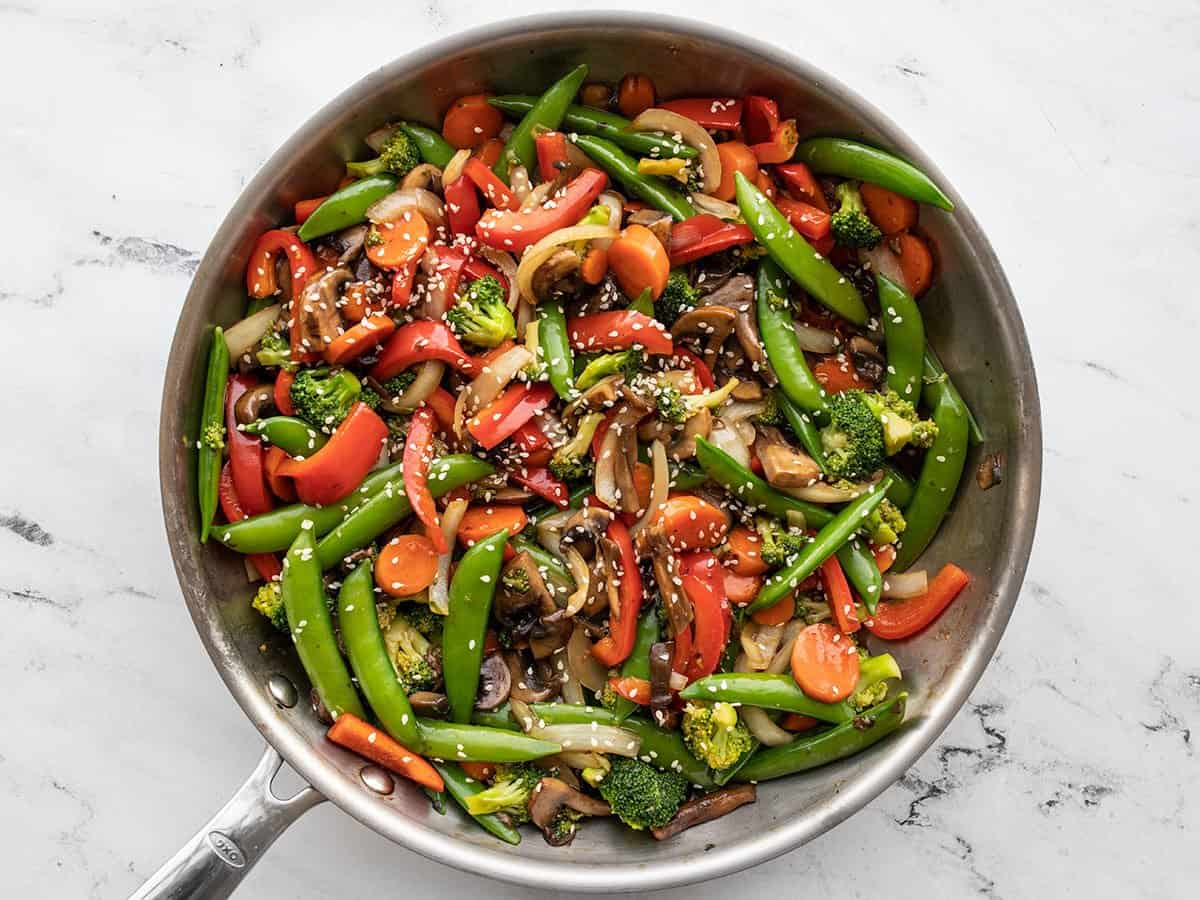 Finished stir fry in the skillet