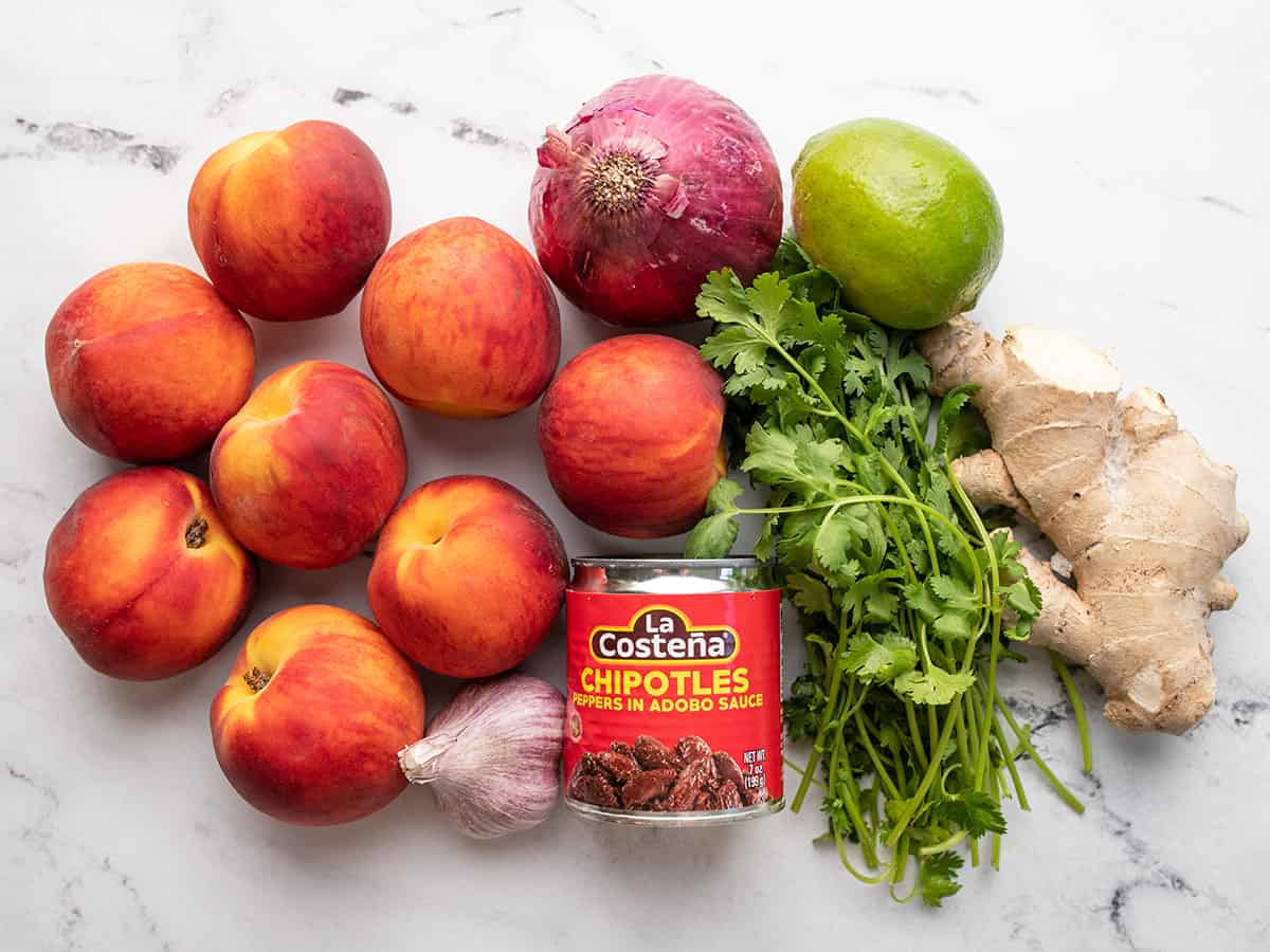 peach salsa ingredients from above.