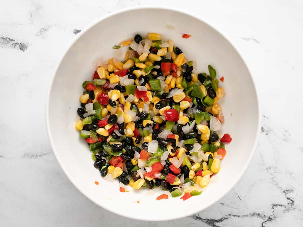 Thawed Santa Fe vegetables in a bowl.