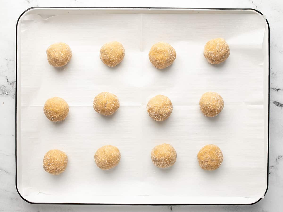 cookies on a cookie sheet ready to bake. 