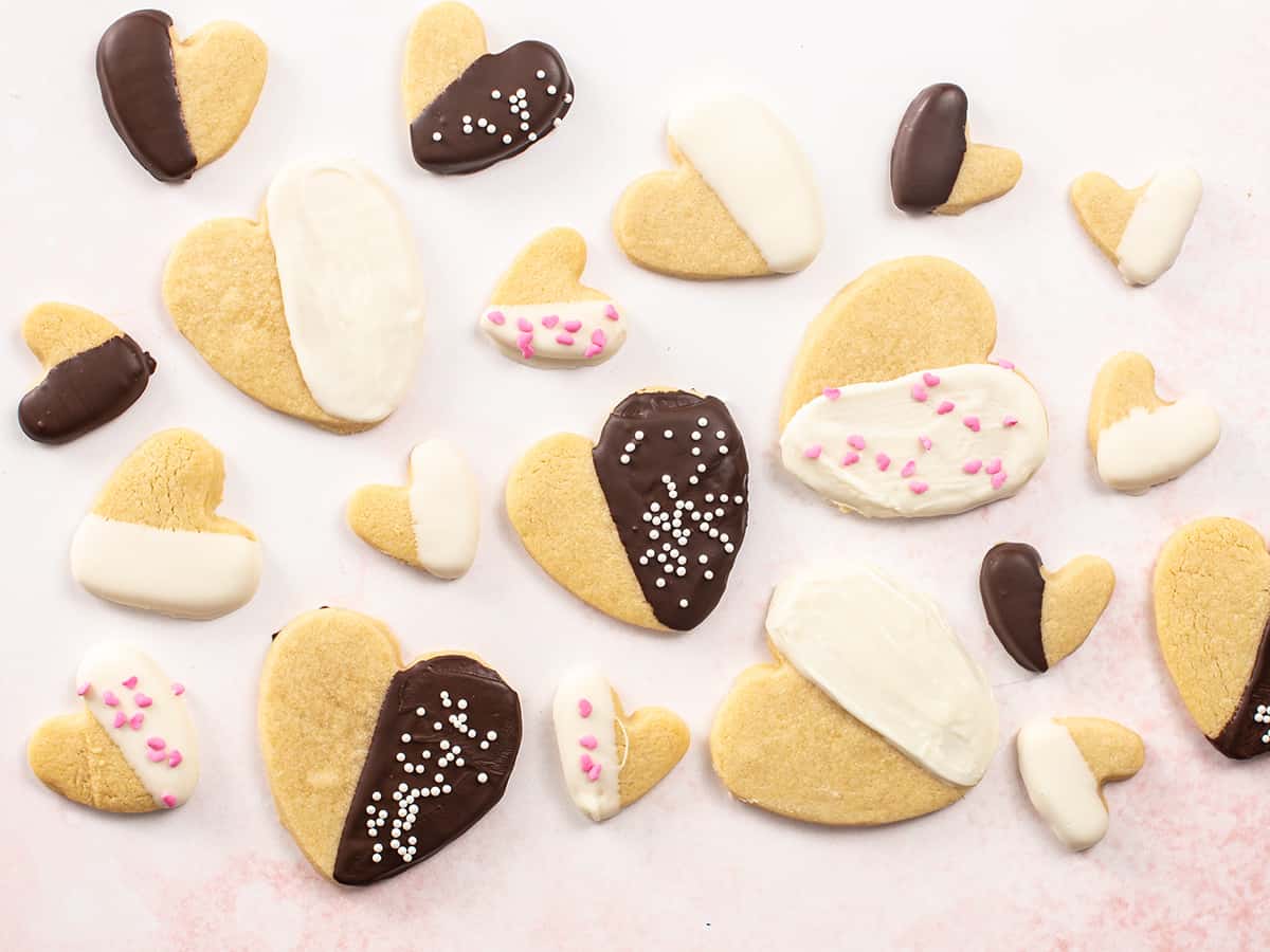 Overhead shot of Valentine's Day Cookies.