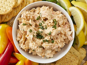 Overhead shot of crab dip.