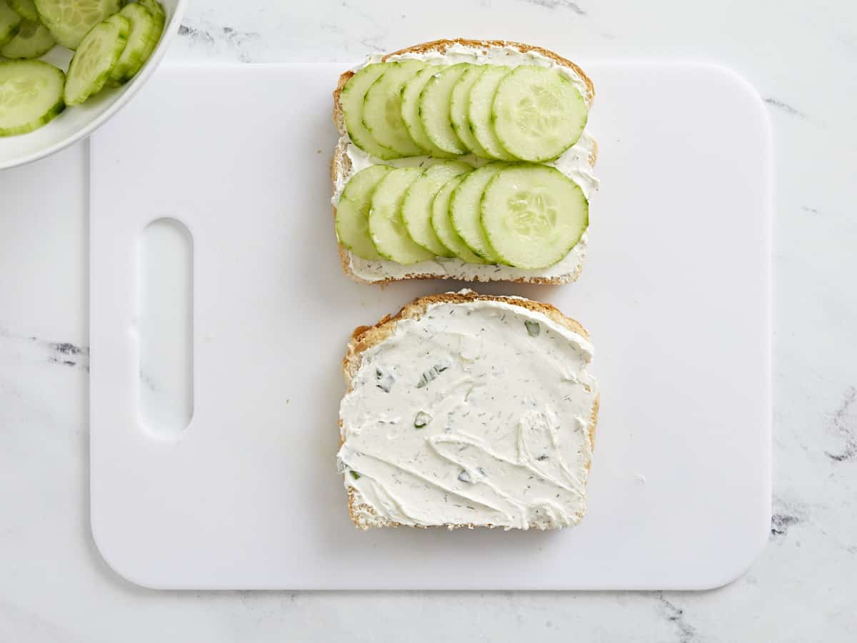 Cucumbers on the bread.