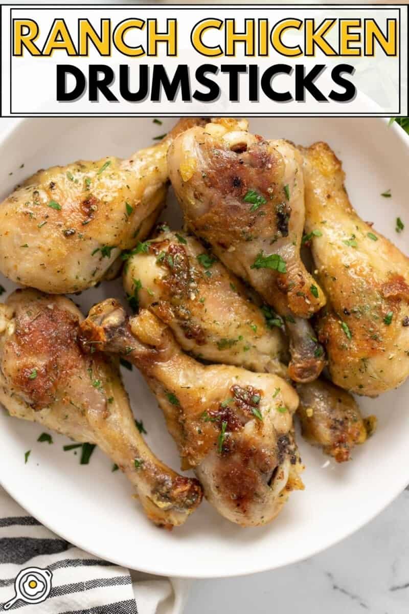 Ranch chicken drumsticks in a bowl from above.