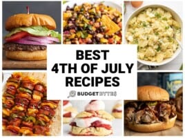 Collage of six Best 4th of July recipes with title text in the center.