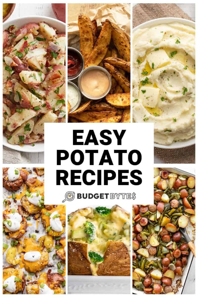 Collage of Easy Potato Recipes with title text in the middle.