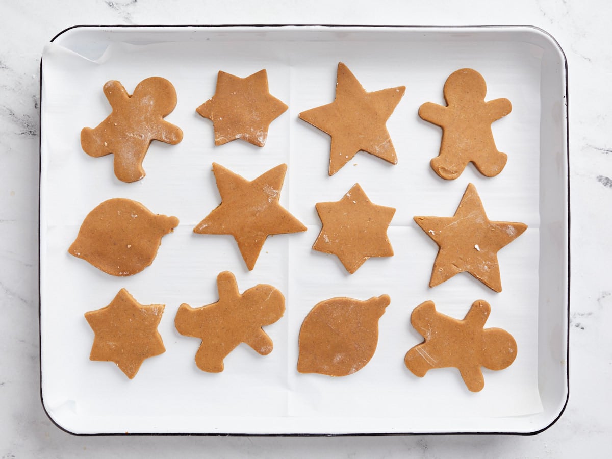 Cookies ready to bake on a baking sheet. 