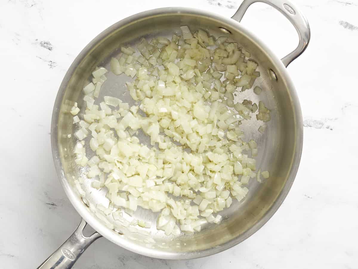 Sautéed onion and garlic in a deep skillet. 