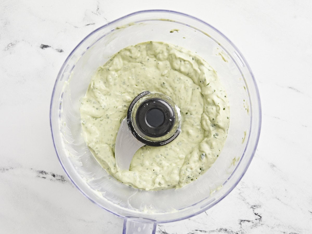 creamy avocado dressing in food processor