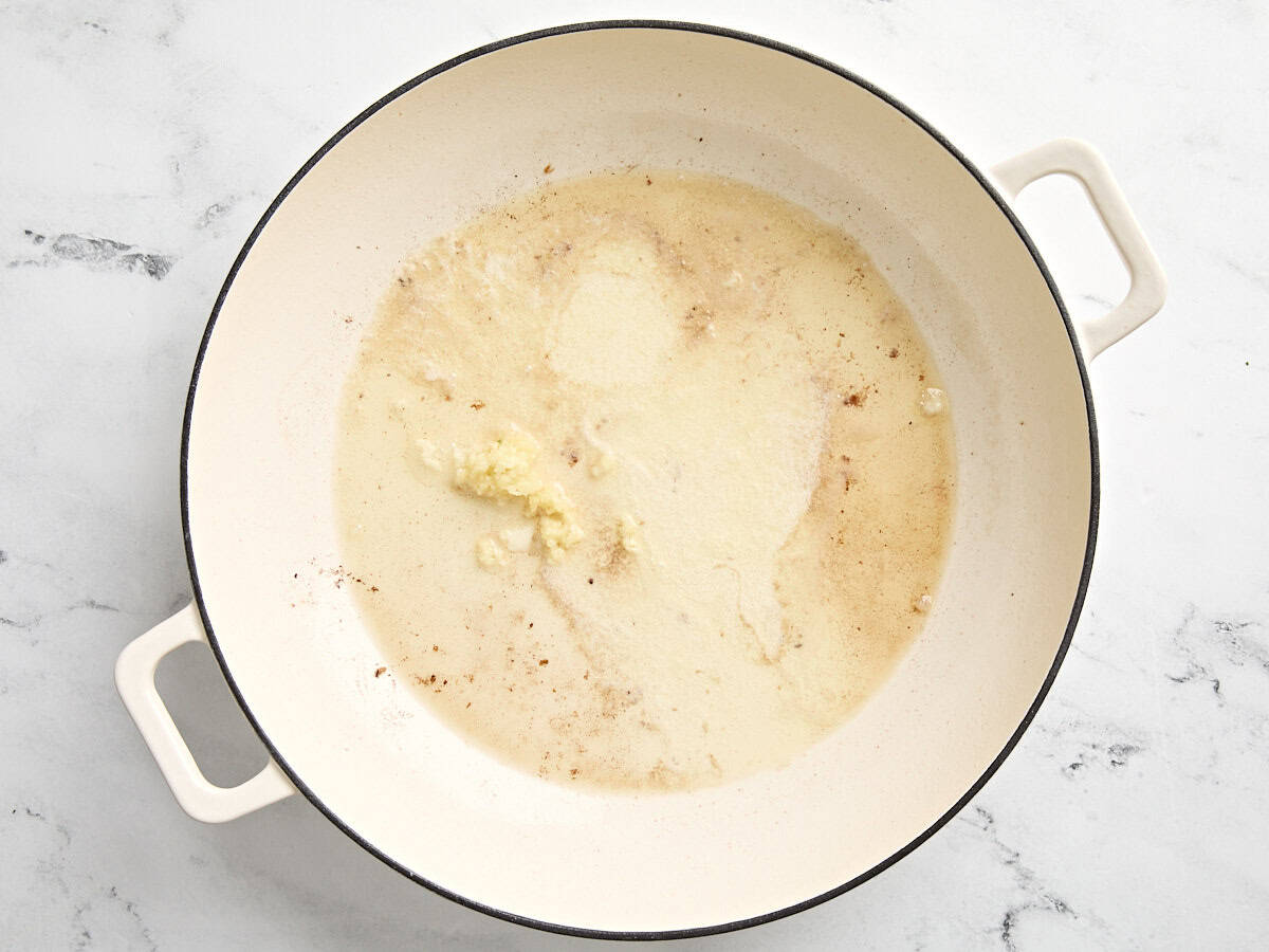 garlic and butter in a large skillet.