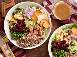 Overhead view of thanksgiving salad in two bowls.