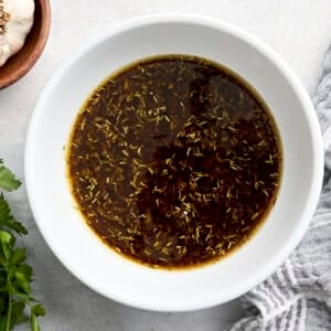 Steak marinade in a bowl.
